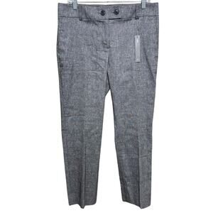 LOFT Linen Blend Trouser Size 10 Gray Slim Fit Career Dress Pants Midrise NEW